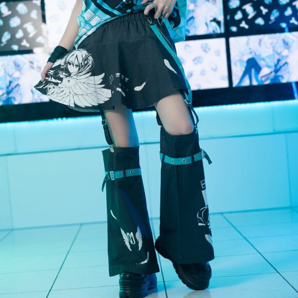 NEW ACDC RAG - Hatsune Miku Forever Black Mint Skirt with Leg Warmer - Picture 3 of 7